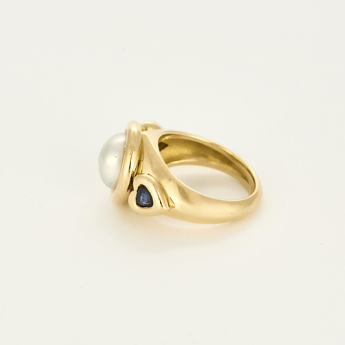 Bague 52 Bague en or jaune, saphir et perle mabé 58 Facettes DV19349-1