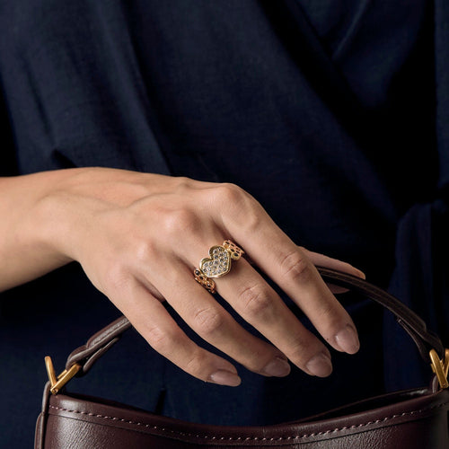 Bague 57 Bague "Coeur" en or jaune et diamants 58 Facettes DV19349-2-57-3