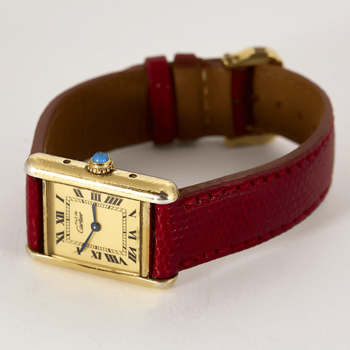 Montre Must de Cartier - Tank - Bracelet montre en vermeil à boitier rectangulaire à mouvement quartz 58 Facettes DV19116-1