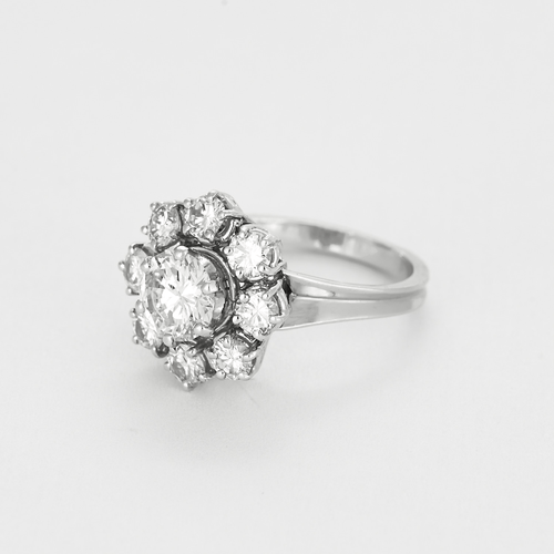 Bague 51 Bague fleur en or gris et diamants 58 Facettes DV9424-7