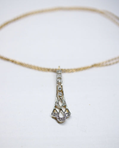 Pendentif Pendentif Art Déco en or jaune et platine, pavé de diamants 58 Facettes A10216-B