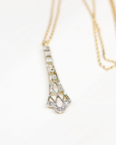 Pendentif Pendentif Art Déco en or jaune et platine, pavé de diamants 58 Facettes A10216-B