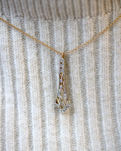 Pendentif Pendentif Art Déco en or jaune et platine, pavé de diamants 58 Facettes A10216-B