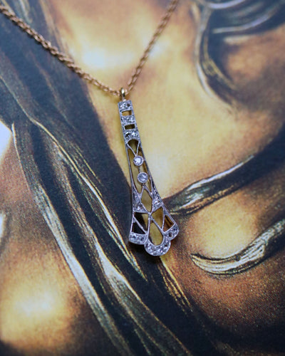 Pendentif Pendentif Art Déco en or jaune et platine, pavé de diamants 58 Facettes A10216-B