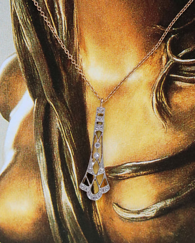 Pendentif Pendentif Art Déco en or jaune et platine, pavé de diamants 58 Facettes A10216-B