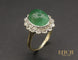 Bague 49.5 Bague Pompadour en or blanc et jaune, émeraude cabochon et diamants 58 Facettes A10322