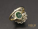 Bague 49.5 Bague Pompadour en or blanc et jaune, émeraude cabochon et diamants 58 Facettes A10322