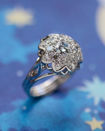 Bague 55 Bague Marguerite Diamants Platine 58 Facettes A11001