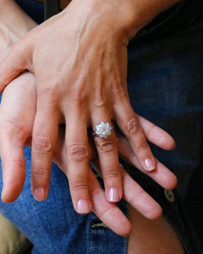 Bague 55 Bague Marguerite Diamants Platine 58 Facettes A11001