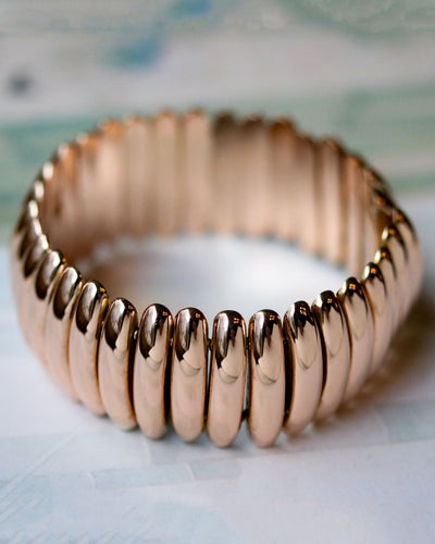 Bracelet Manchette semi-rigide maillons ovales allongés en or rose 750 58 Facettes A11292