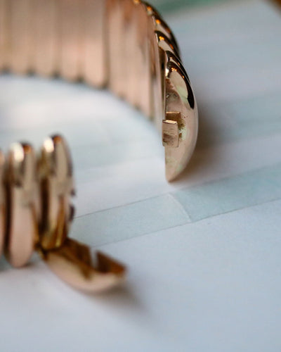 Bracelet Manchette semi-rigide maillons ovales allongés en or rose 750 58 Facettes A11292