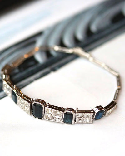 Bracelet Bracelet Art déco en platine à saphirs et diamants 58 Facettes A11370