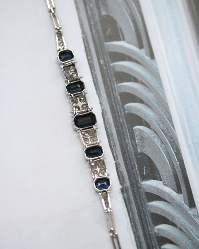 Bracelet Bracelet Art déco en platine à saphirs et diamants 58 Facettes A11370