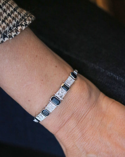 Bracelet Bracelet Art déco en platine à saphirs et diamants 58 Facettes A11370