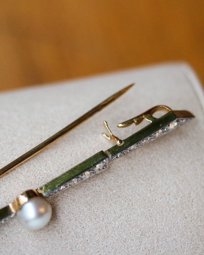 Broche Broche barrette nœud en or rose et or blanc, perle et diamants 58 Facettes A11494