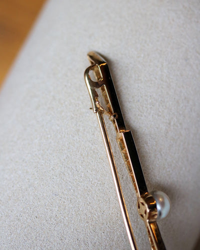 Broche Broche barrette nœud en or rose et or blanc, perle et diamants 58 Facettes A11494