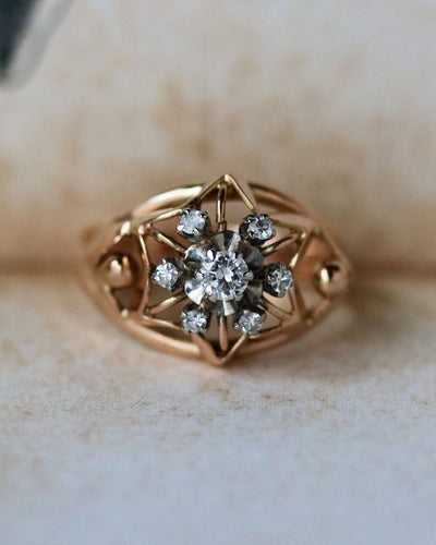 Bague 49 Bague dôme marguerite en or rose et diamants 58 Facettes A11655