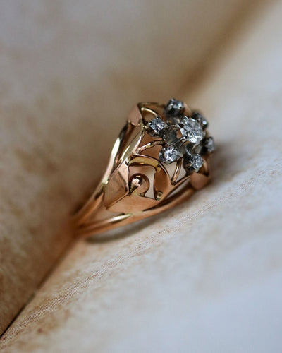 Bague 49 Bague dôme marguerite en or rose et diamants 58 Facettes A11655