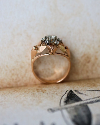 Bague 49 Bague dôme marguerite en or rose et diamants 58 Facettes A11655