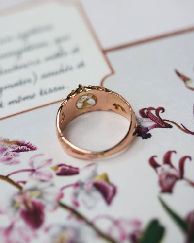 Bague 50.5 Bague solitaire dôme en or rose et diamant taille ancienne 58 Facettes A11667