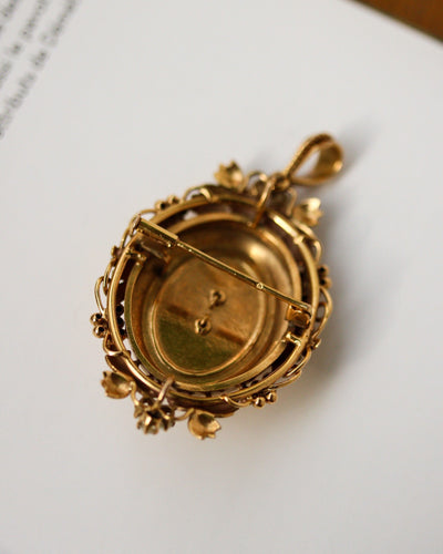 Pendentif Pendentif-broche fin XIXe en or jaune 750 et perles fines 58 Facettes A11837