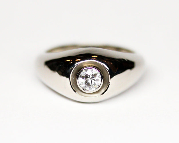 Bague 61 Bague jonc en or blanc et diamant taille ancienne 58 Facettes A11870