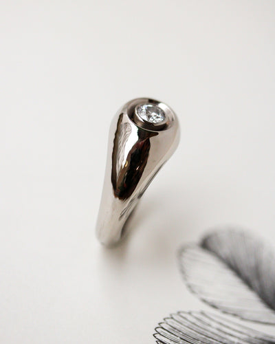 Bague 61 Bague jonc en or blanc et diamant taille ancienne 58 Facettes A11870