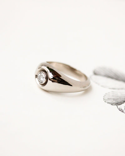 Bague 61 Bague jonc en or blanc et diamant taille ancienne 58 Facettes A11870