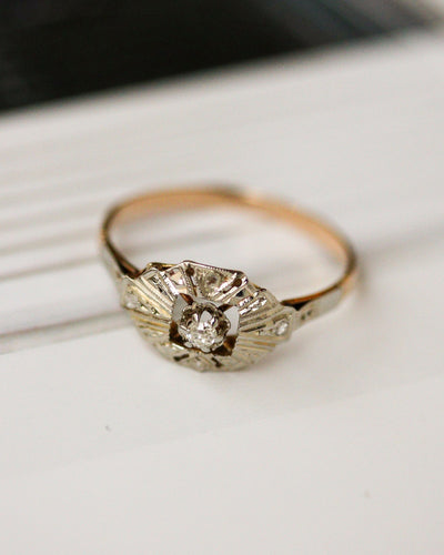 Bague 56 Bague Art déco losange en or jaune et blanc 750 et diamants 58 Facettes A11929