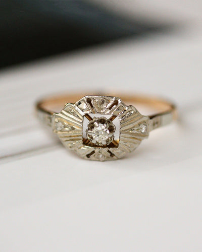 Bague 56 Bague Art déco losange en or jaune et blanc 750 et diamants 58 Facettes A11929