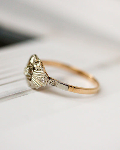 Bague 56 Bague Art déco losange en or jaune et blanc 750 et diamants 58 Facettes A11929