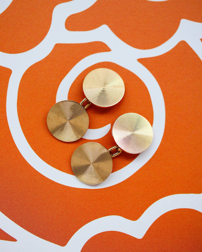 Boutons de manchette Cartier - Boutons de manchette disques en or jaune 750 58 Facettes A11961