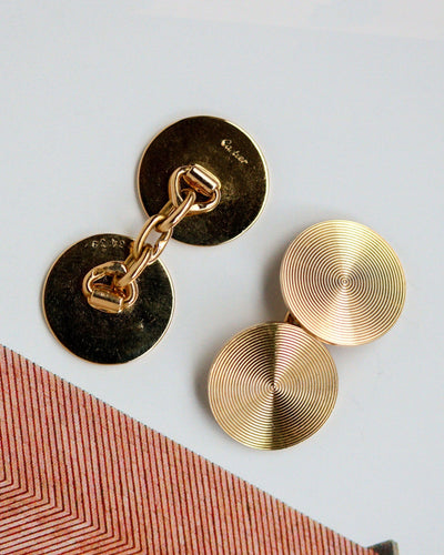 Boutons de manchette Cartier - Boutons de manchette disques en or jaune 750 58 Facettes A11961