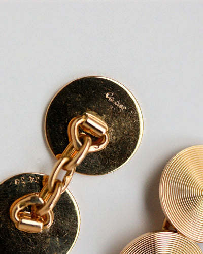 Boutons de manchette Cartier - Boutons de manchette disques en or jaune 750 58 Facettes A11961