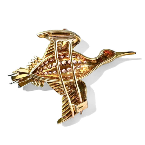 Broche Hermès - Broche oiseau en or jaune et tourmalines 58 Facettes