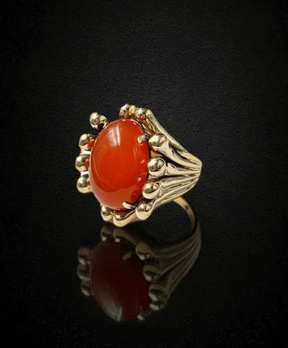 Bague Cornucopia - Bague en or jaune 18 ct et cornaline cabochon 58 Facettes