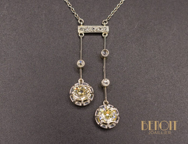 Collier Collier négligé en or jaune, platine, argent et diamants (années 1920) 58 Facettes A9063