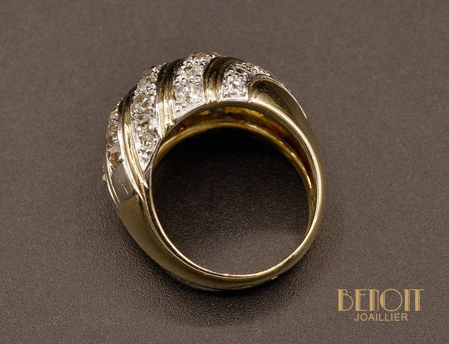 Bague 51.5 Bague boule en or jaune et platine sertie de diamants 58 Facettes A9645