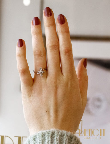 Bague 56 Bague trio diamants en or blanc 750 58 Facettes A9708