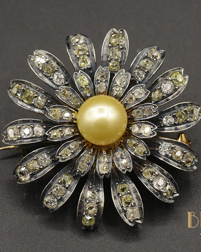 Broche 53 Bague marguerite modulable broche en or rose et diamants, perle de culture gold 58 Facettes A9885 F1987