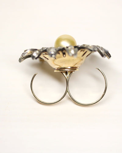 Broche 53 Bague marguerite modulable broche en or rose et diamants, perle de culture gold 58 Facettes A9885 F1987