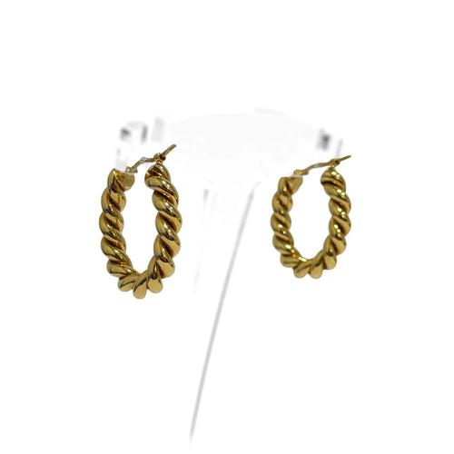Boucles d'oreilles Créoles cordon ovales en or jaune 18K 58 Facettes REF2565-333