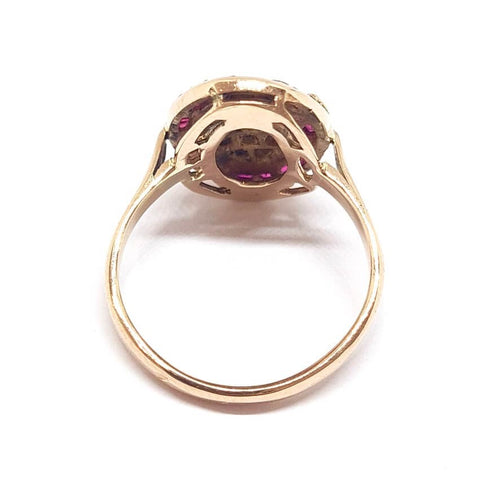 Bague 55 Bague rubis diamants or rose 58 Facettes