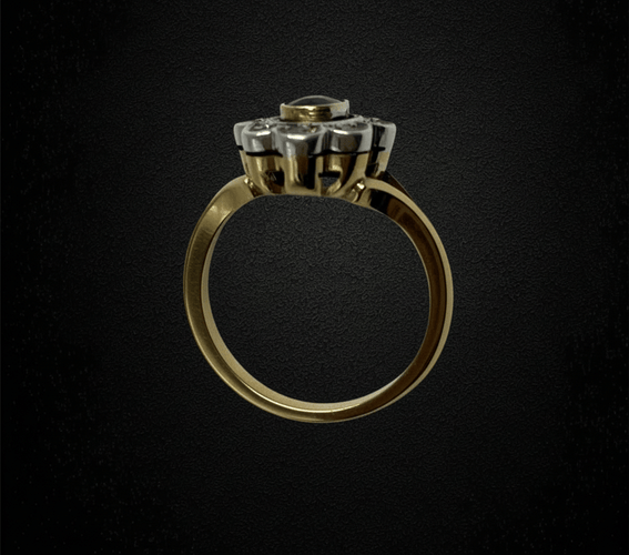 Bague Bague marguerite années 1930 en or jaune, saphir et diamants 58 Facettes