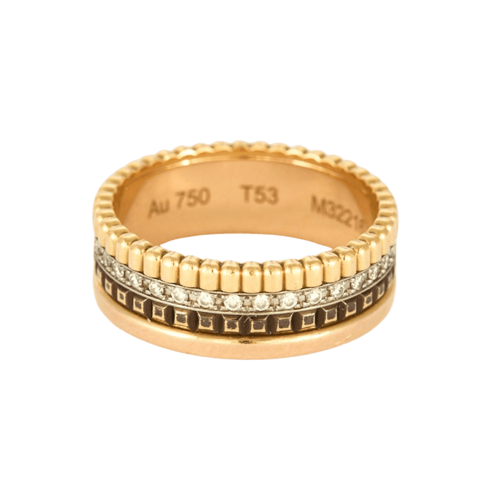 Bague 53 BOUCHERON - Quatre Classique Small - Or rose, blanc, jaune et Diamants et PVD marron 58 Facettes DDV8241-2