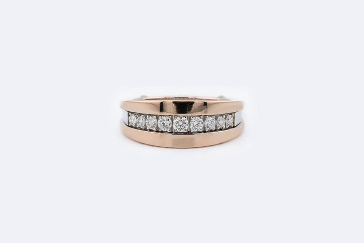 Bague 14 / Oro Rosa Bague en or rose et or blanc 18 carats avec diamants 0,50 ct 58 Facettes ANL183