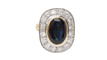Bague 53.5 Bague pompadour en or bicolore, saphir et diamants 58 Facettes