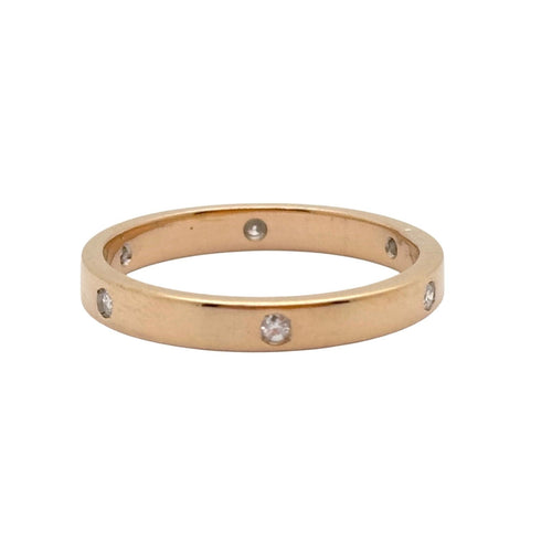 Bague 53 Alliance en or jaune 18 carats sertie de diamants 0,18 ct 58 Facettes 368