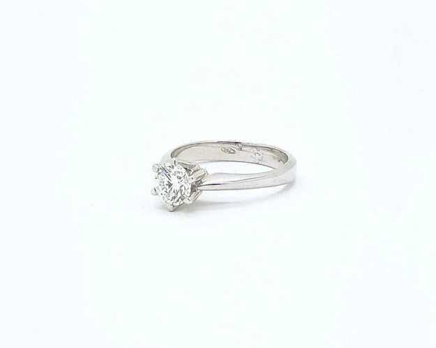 Bague 54 Bague solitaire en or blanc 18 kt avec diamant 0,90 ct HRD 58 Facettes 5605