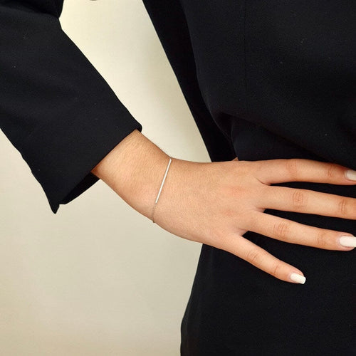 Bracelet Bracelet barrette or blanc diamants 58 Facettes